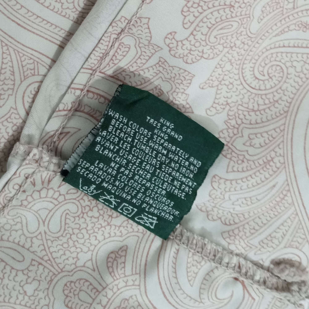 Ralph Lauren King Pillowcase Beige Red Paisley - Picture 8 of 12